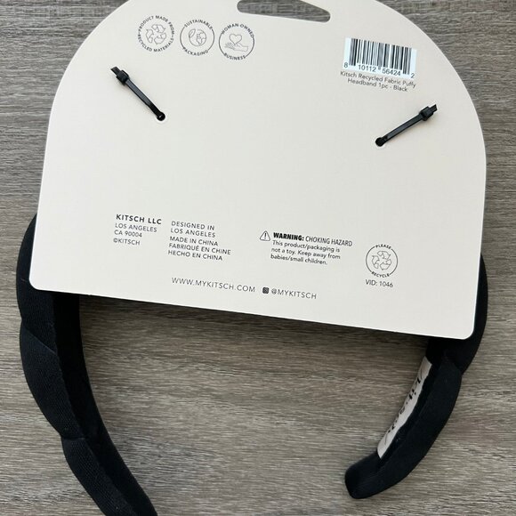 KITSCH Black Recycled Fabric Cloud Headband - Picture 2 of 3